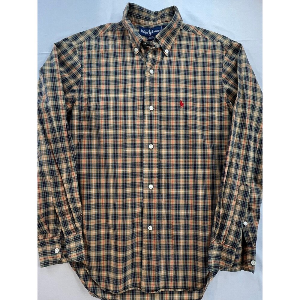 Ralph Lauren Boys Long Sleeve Multicolor Plaid Button Down Shirt Size 10